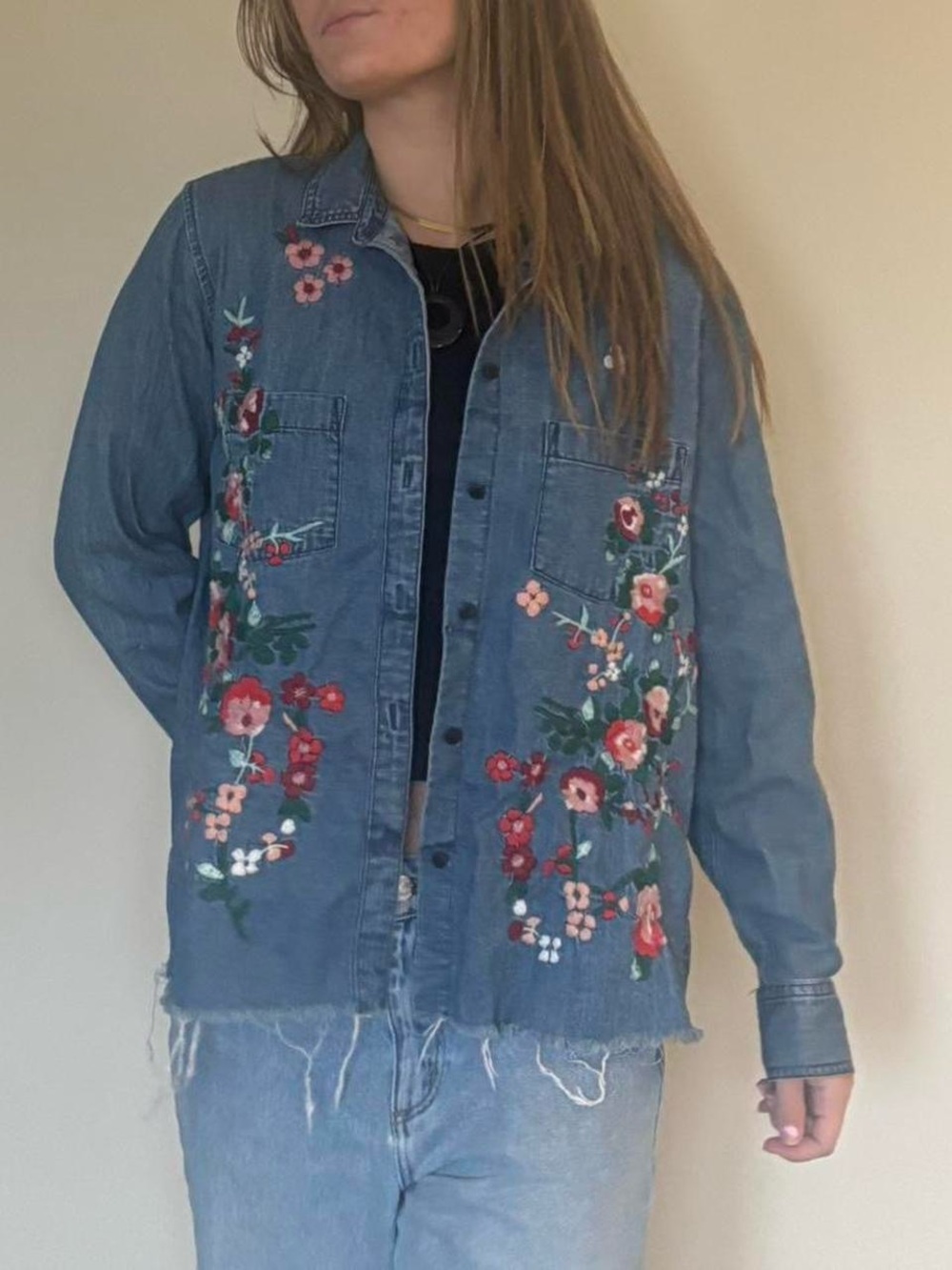 Embroidered Denim Madewell Button Up